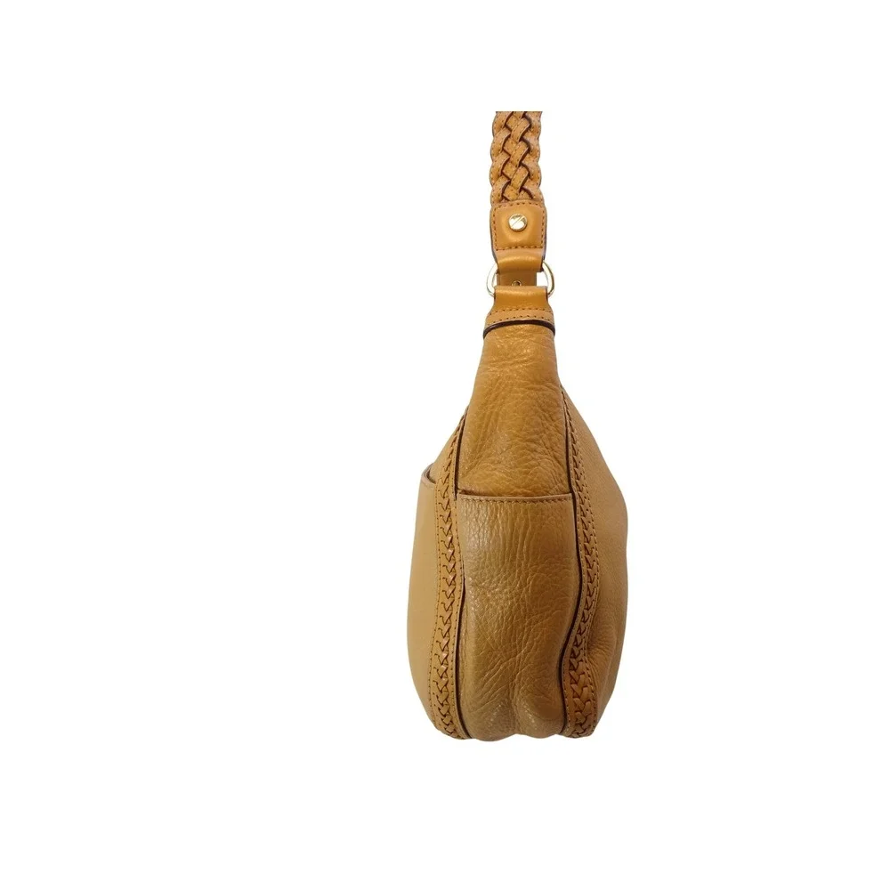 Michael Kors Hobo Bag Large Tan Good Braided Leather Gold Hardware Bag